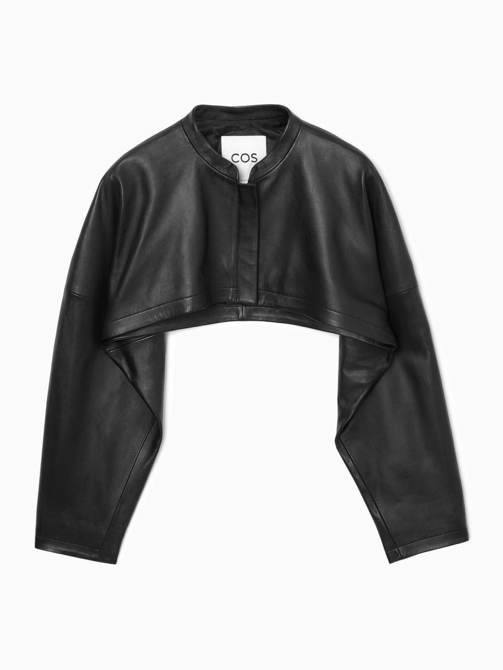 COS Leather Black Cropped Hybrid Bolero Jacket